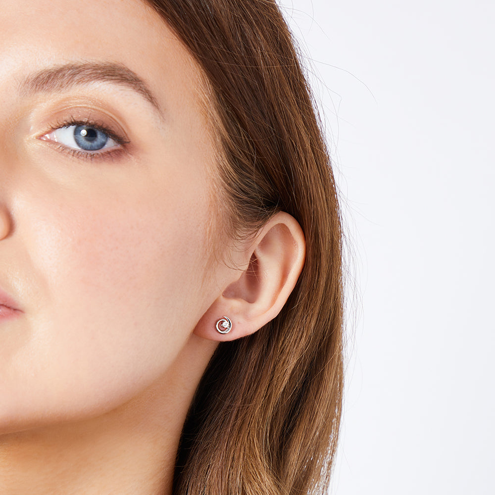 Sterling Silver Cubic Zirconia Small Twirl Stud Earrings -JOOLS by Jenny Brown