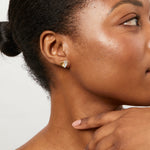 Load image into Gallery viewer, Yellow Gold And Silver Brushed Stud Earrings -Jenny Brown
