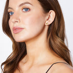 Load image into Gallery viewer, Yellow Gold Half Brushed Heart Stud Earrings -JOOLS by Jenny Brown
