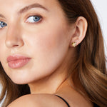 Load image into Gallery viewer, Yellow Gold Half Brushed Heart Stud Earrings -JOOLS by Jenny Brown
