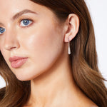 Load image into Gallery viewer, Sterling Silver Baton Drop Earrings With Pave Cubic Zirconias-JOOLS by Jenny brown
