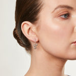 Load image into Gallery viewer, Silver Triple Flower Cubic Zirconia Drop Earrings-JOOLS by Jenny Brown
