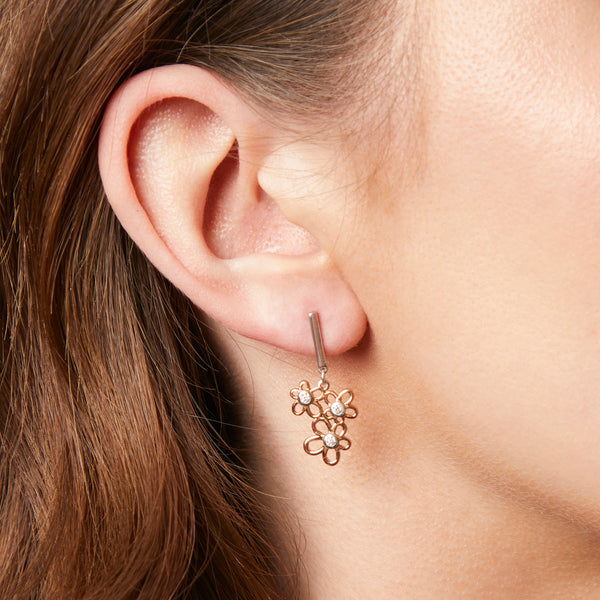 Triple Flower Cubic Zirconia Drop Earrings - JOOLS By Jenny Brown