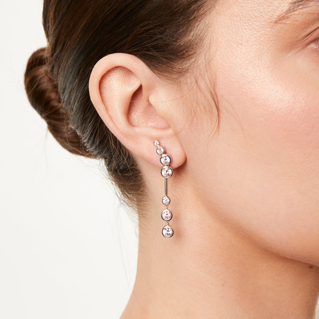 Sterling Silver 7 Stone Graduated  Bubble Earrings