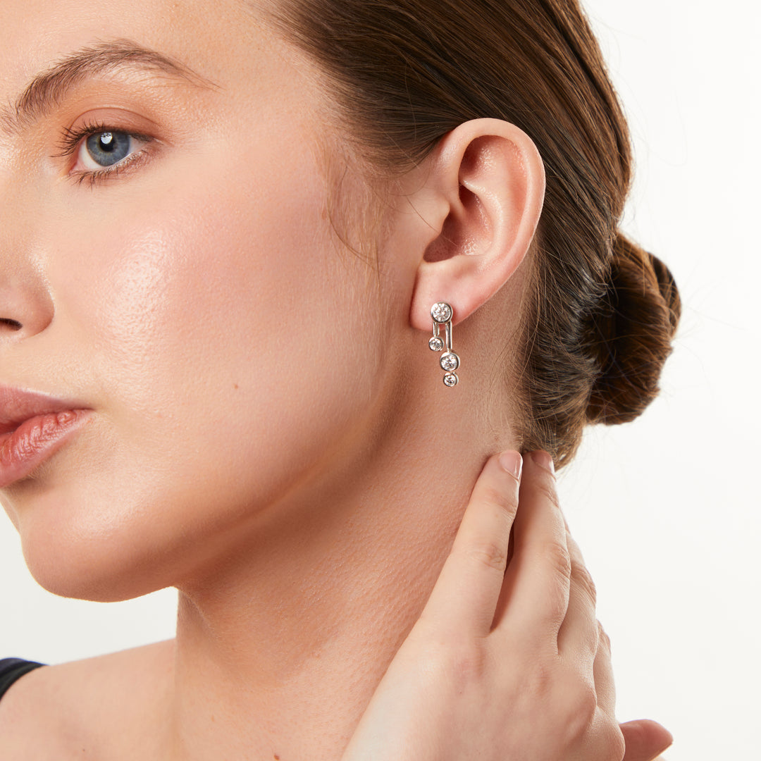 Sterling Silver 4 Stone Bubble Drop Bubble Earrings-JOOLS by Jenny Brown