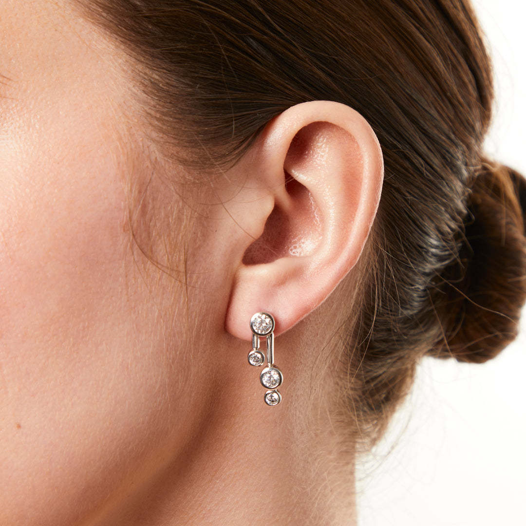 Sterling Silver 4 Stone Bubble Drop Bubble Earrings-JOOLS by Jenny Brown