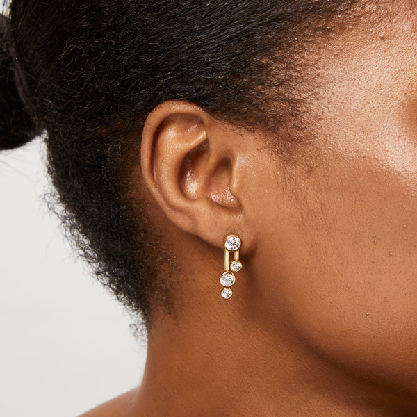 Yellow Gold 4 Stone Bubble Drop Bubble Earrings-JOOLS by Jenny Brown