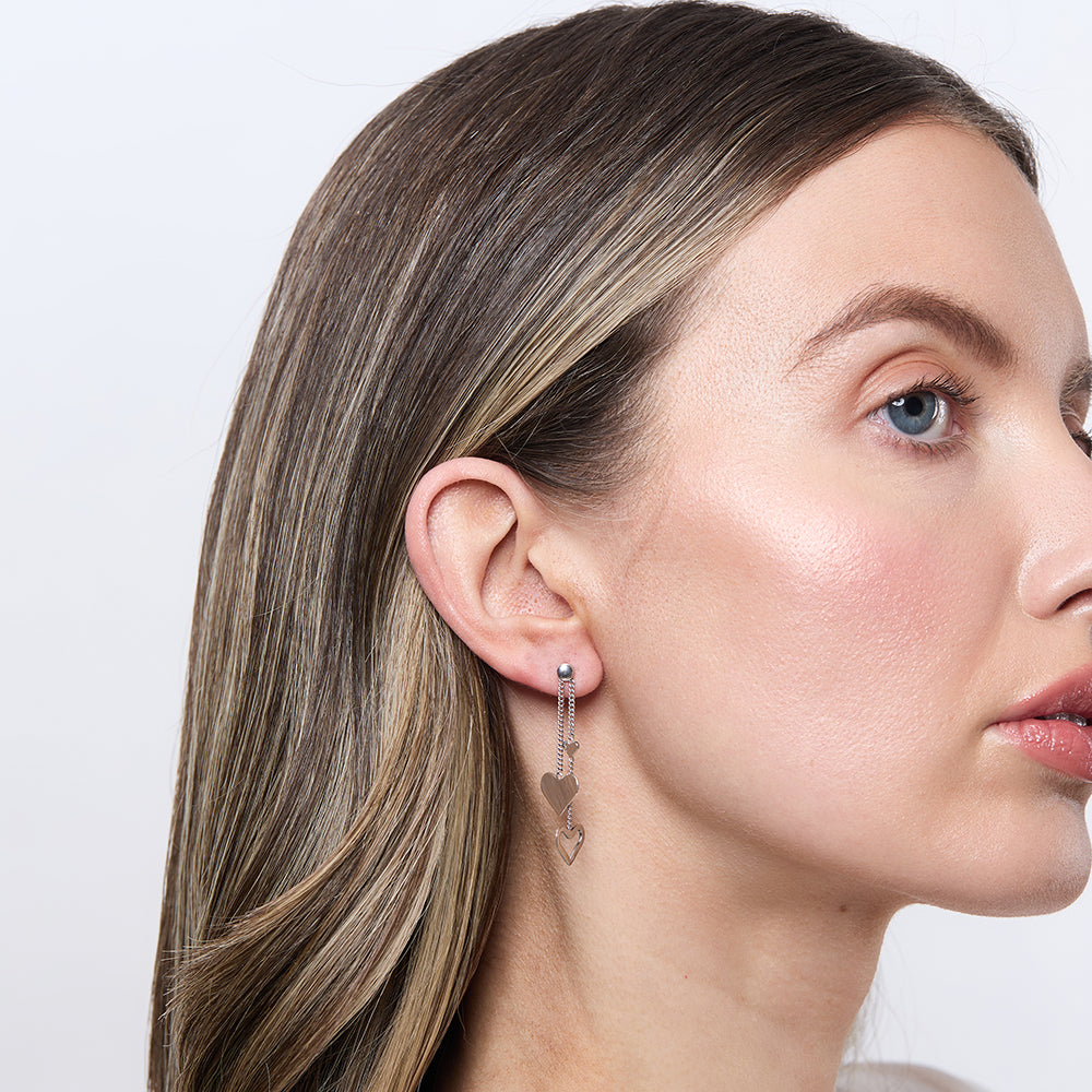 Sterling Silver Heart Drop Earrings