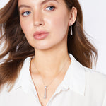 Load image into Gallery viewer, Sterling Silver Long Oval Drop Pendant With Cubic Zirconia-JOOLS by Jenny Brown
