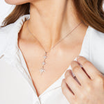 Load image into Gallery viewer, Sterling Silver Three Star Drop  North Star Necklace  White Zirconias-JOOLS by Jenny Brown

