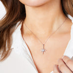 Load image into Gallery viewer, Sterling Silver Small North Star Necklace With White Zirconia-JOOLS by Jenny Brown
