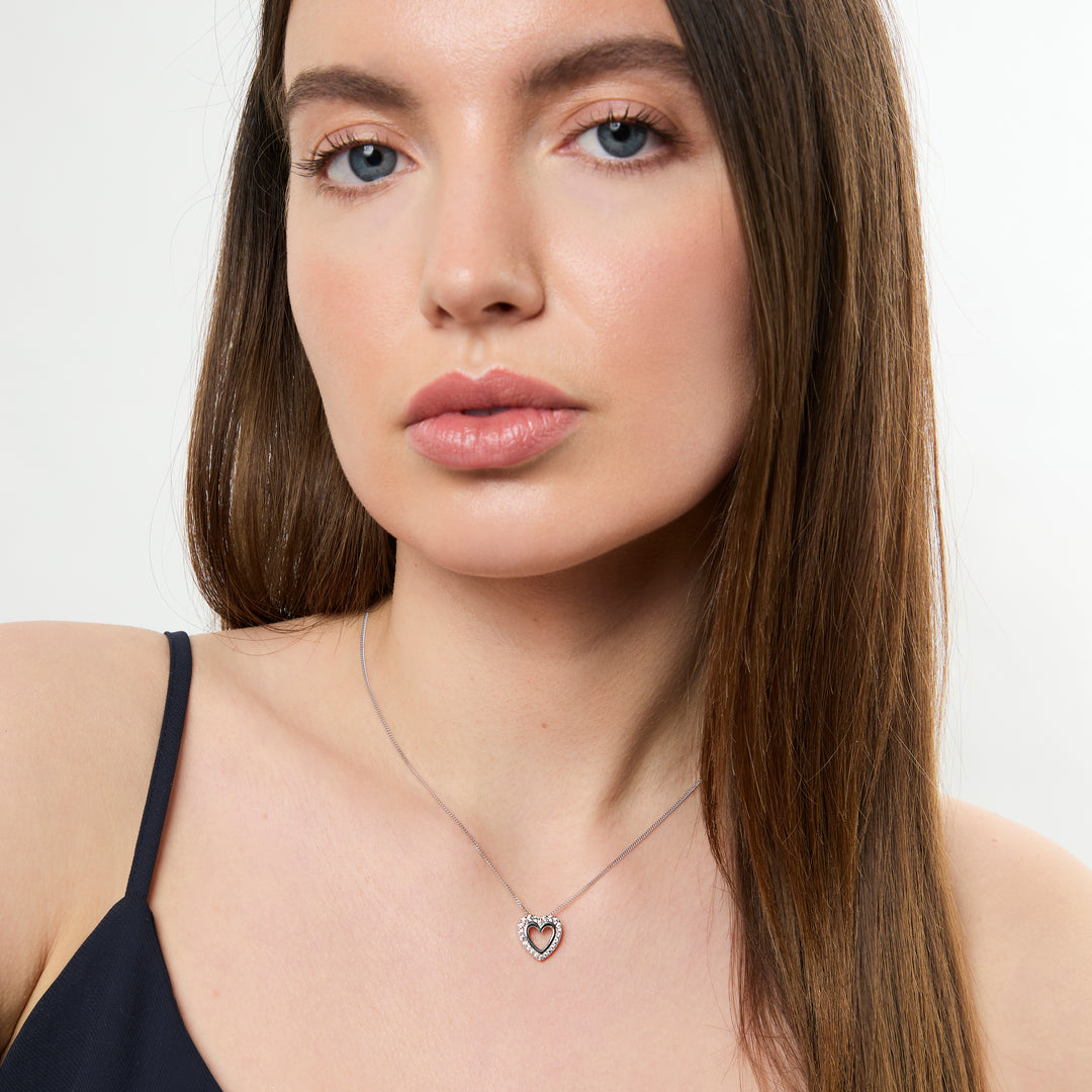 Sterling Silver Open Heart Pendant with Stone Set Surround-JOOLS by Jenny Brown