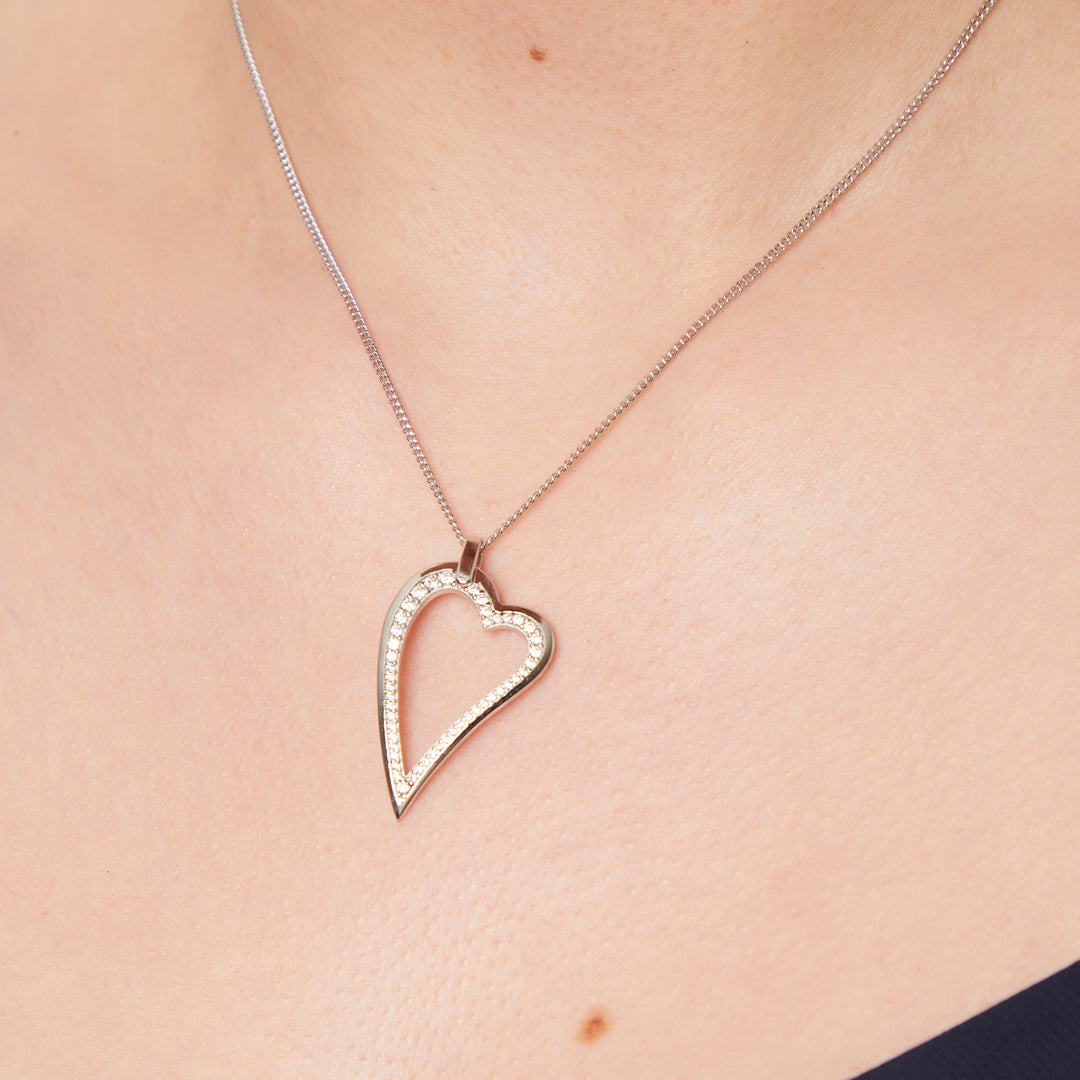 Sterling Silver Small Dali Heart Cubic Zirconia Pendant-JOOLS by Jenny Brown