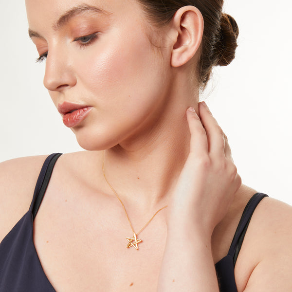 Yellow Gold Pentagram Pendant- JOOLS By Jenny Brown