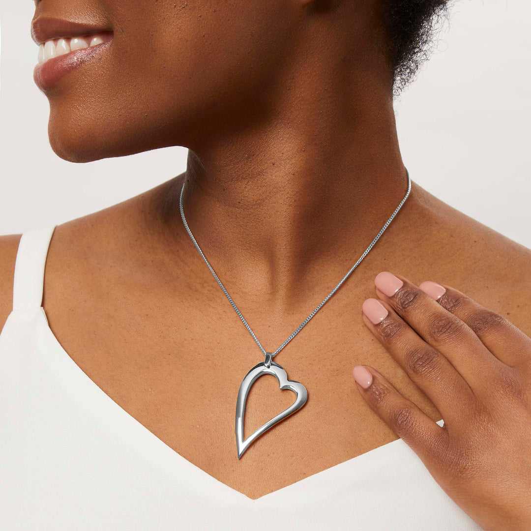 Large Sterling Silver Plain Dali Heart