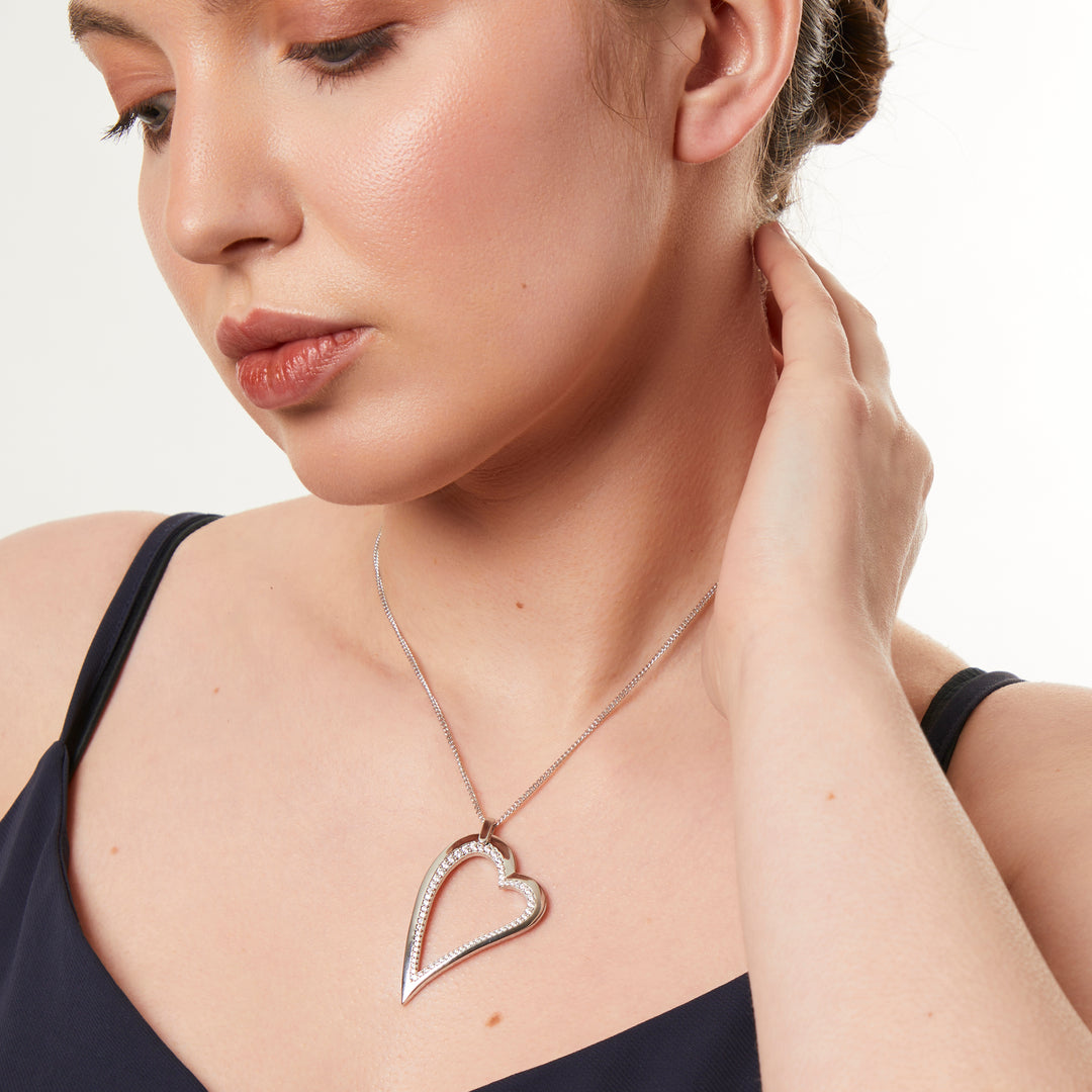 Sterling Silver Dali Heart Trimmed With Cubic Zirconias-JOOLS by Jenny Brown