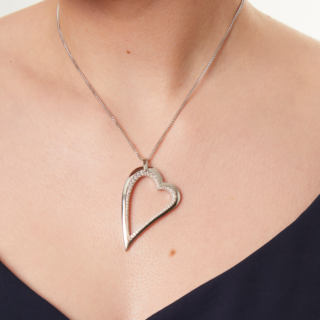 Sterling Silver Dali Heart Trimmed With Cubic Zirconias-JOOLS by Jenny Brown
