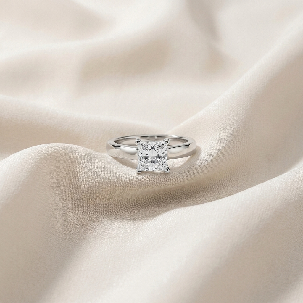 Sterling Silver 0.50ct Princess Cut Solitaire Ring | Premium Cubic Zirconia - JOOLS By Jenny Brown
