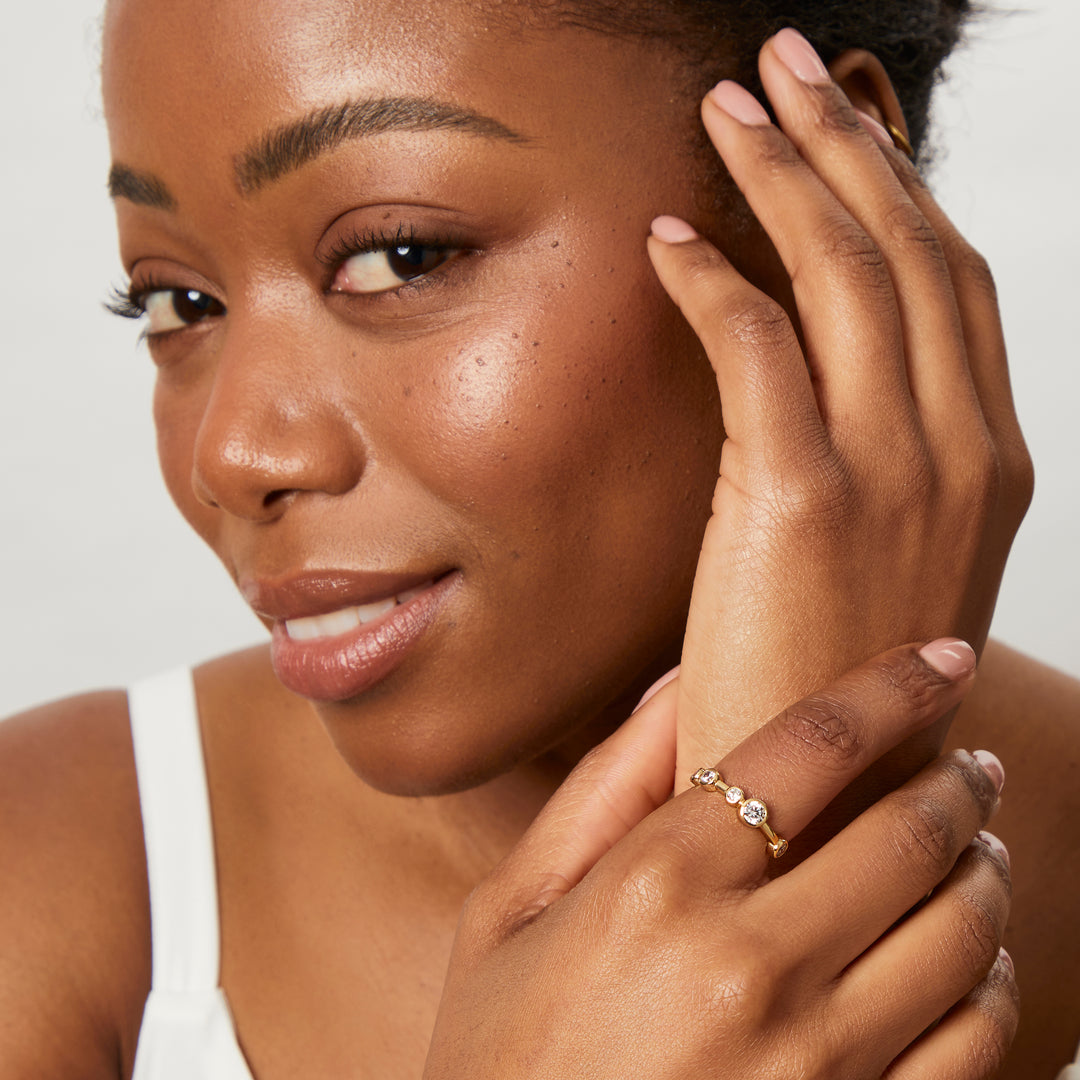 Yellow Gold Single Row Stackable Bubble Ring-JOOLS by Jenny Brown