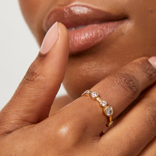 Yellow Gold Single Row Stackable Bubble Ring-JOOLS by Jenny Brown