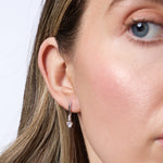 Load image into Gallery viewer, Sterling Silver Solitaire Heart Drop Earrings
