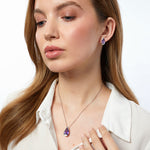 Load image into Gallery viewer, Sterling Silver Teardrop Amethyst Cubic Zirconia Stud Earrings JOOLS by Jenny Brown
