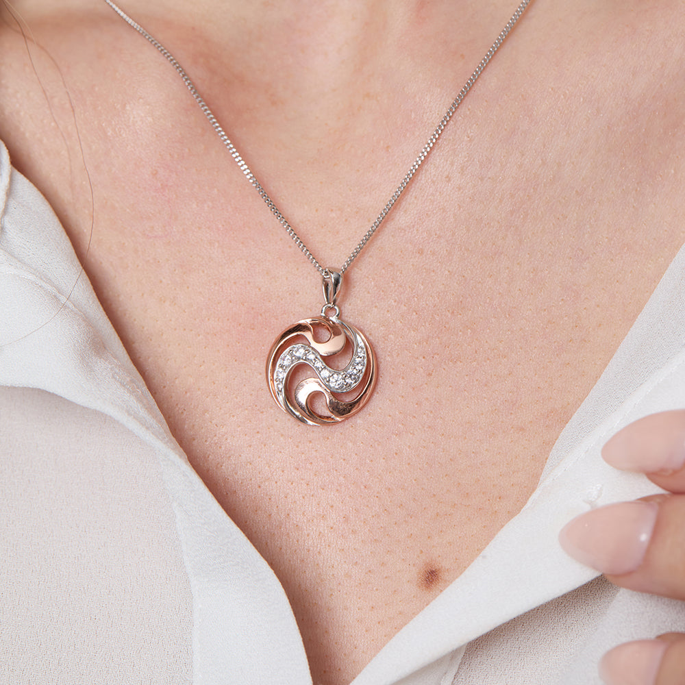 Rose Gold Swirl Circle Pendant - JOOLS By Jenny Brown
