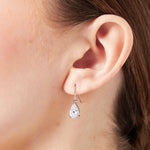 Load image into Gallery viewer, Sterling Silver Fishhook Pear Cut Cubic Zirconia Earring
