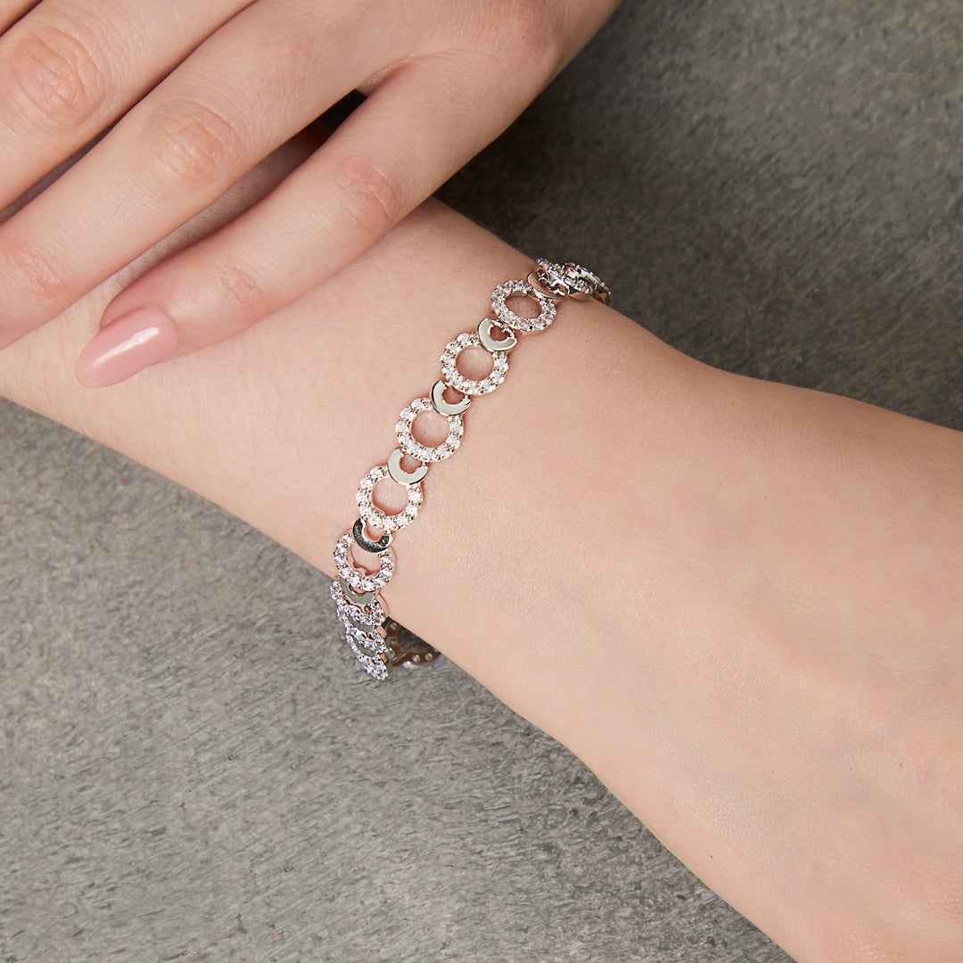 Sterling Silver Bracelet With Alternating Circles Of Cubic Zirconia -JOOLS by Jenny Brown