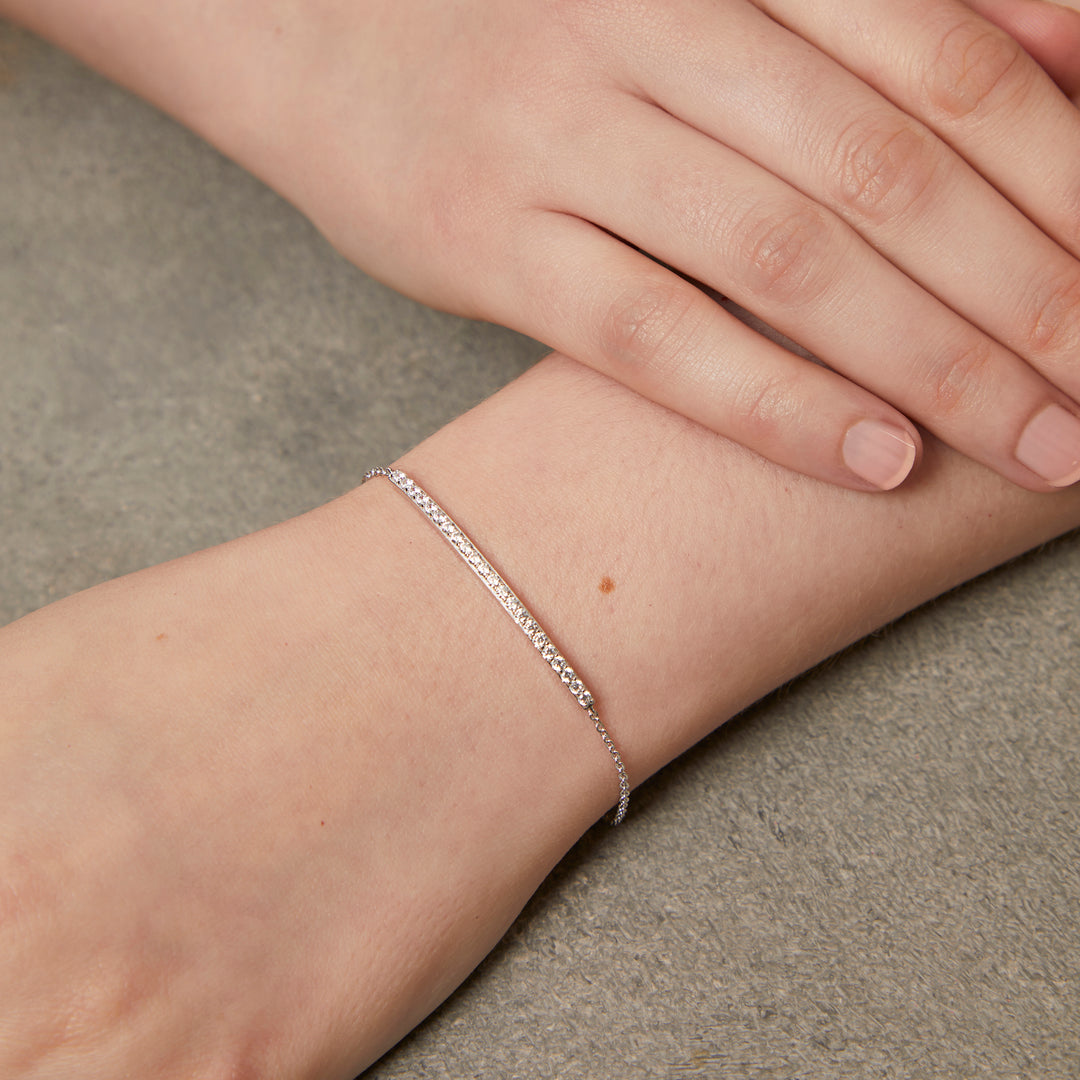 Sterling Silver Chain Cubic Zirconia Panel Bracelet JOOLS by Jenny Brown