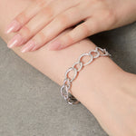 Load image into Gallery viewer, Sterling Silver And Cubic Zirconia Encrusted Circle Link Bracelet JOOLS by Jenny Brown
