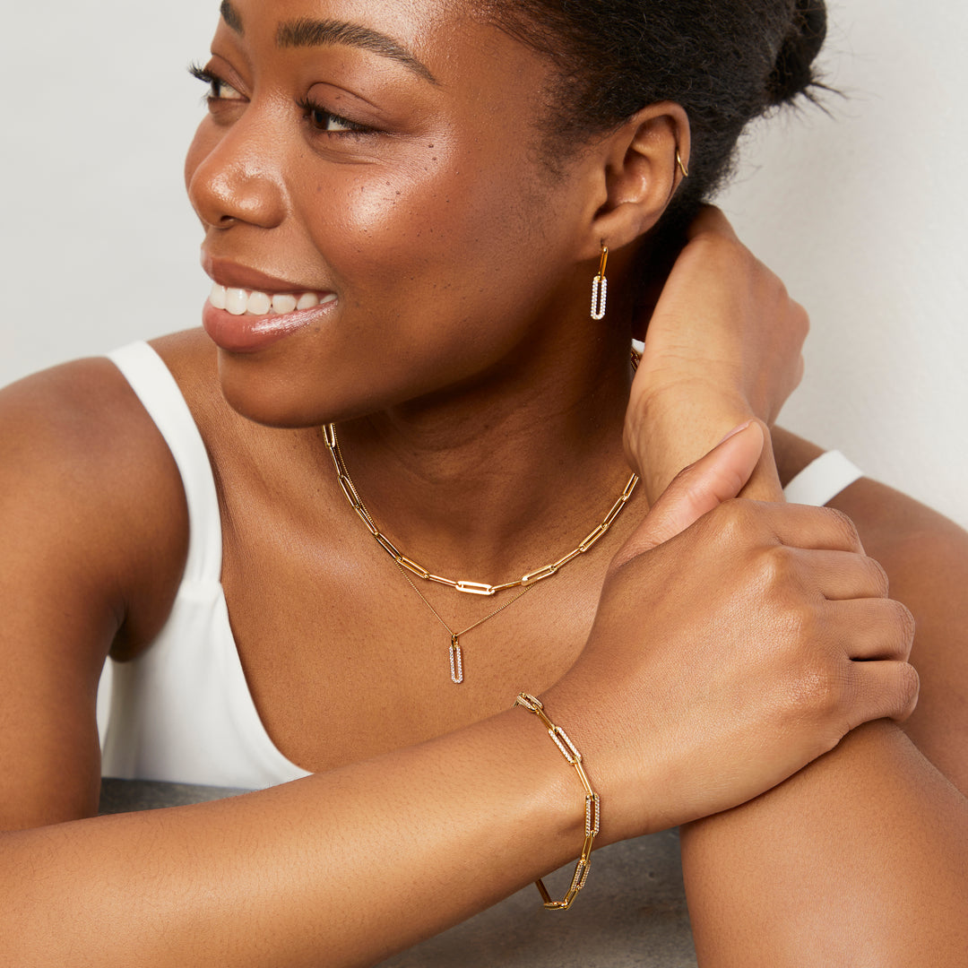 A yellow gold full paper link necklace with a 3cm extension chain-JOOLS by Jenny Brown
