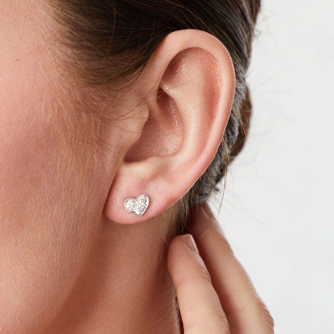 Sterling Silver Flat Heart Stud Earrings- JOOLS By Jenny Brown