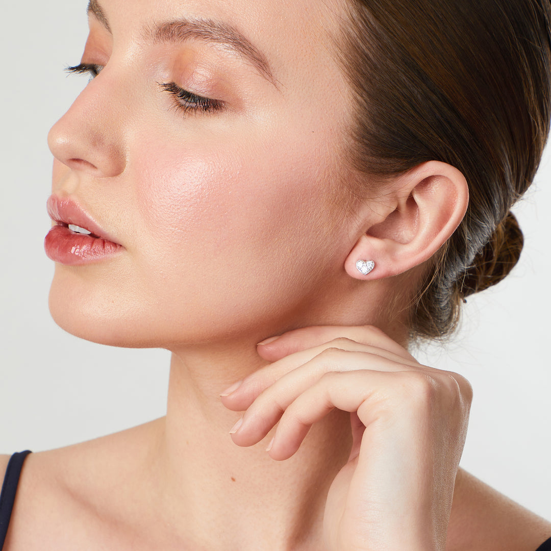Sterling Silver Heart Stud Earrings- JOOLS By Jenny Brown