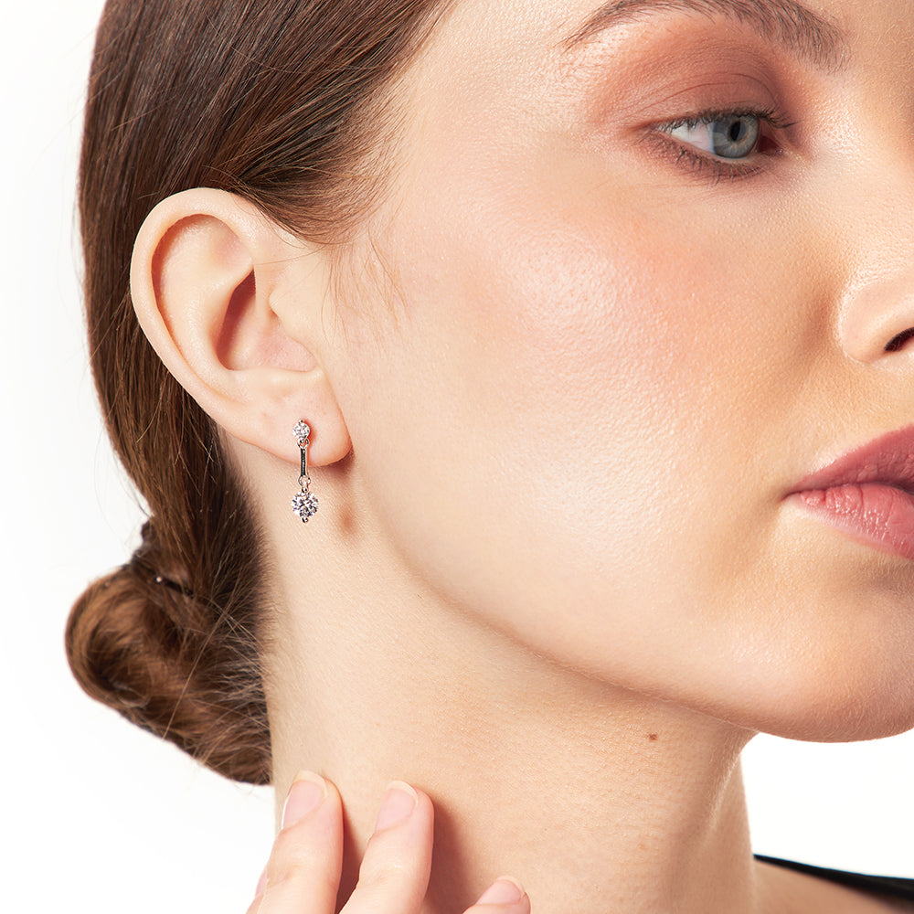 Sterling Silver Two Stone Cubic Zirconia Drop Earrings- JOOLS By Jenny Brown