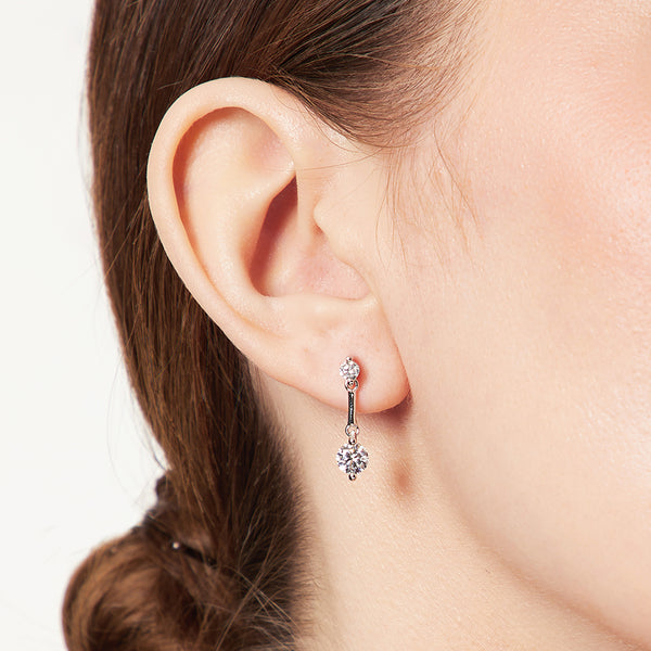 Sterling Silver Two Stone Cubic Zirconia Drop Earrings- JOOLS By Jenny Brown