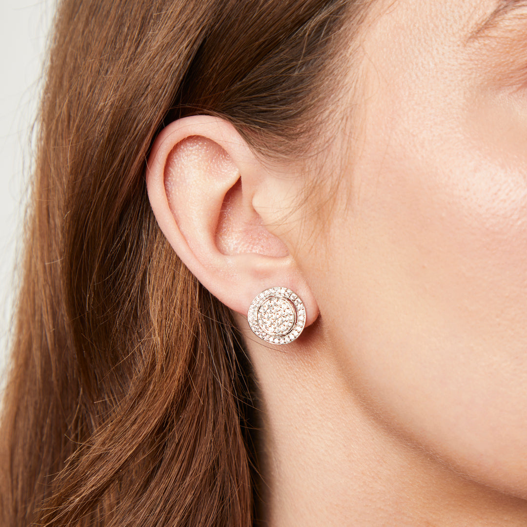 Sterling Silver Curved Pave Set Earrings