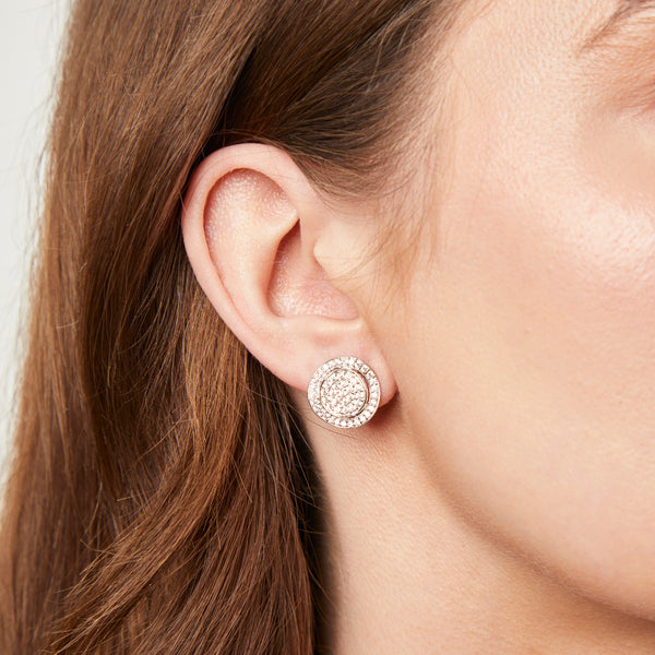 Sterling Silver Curved Pave Set Earrings