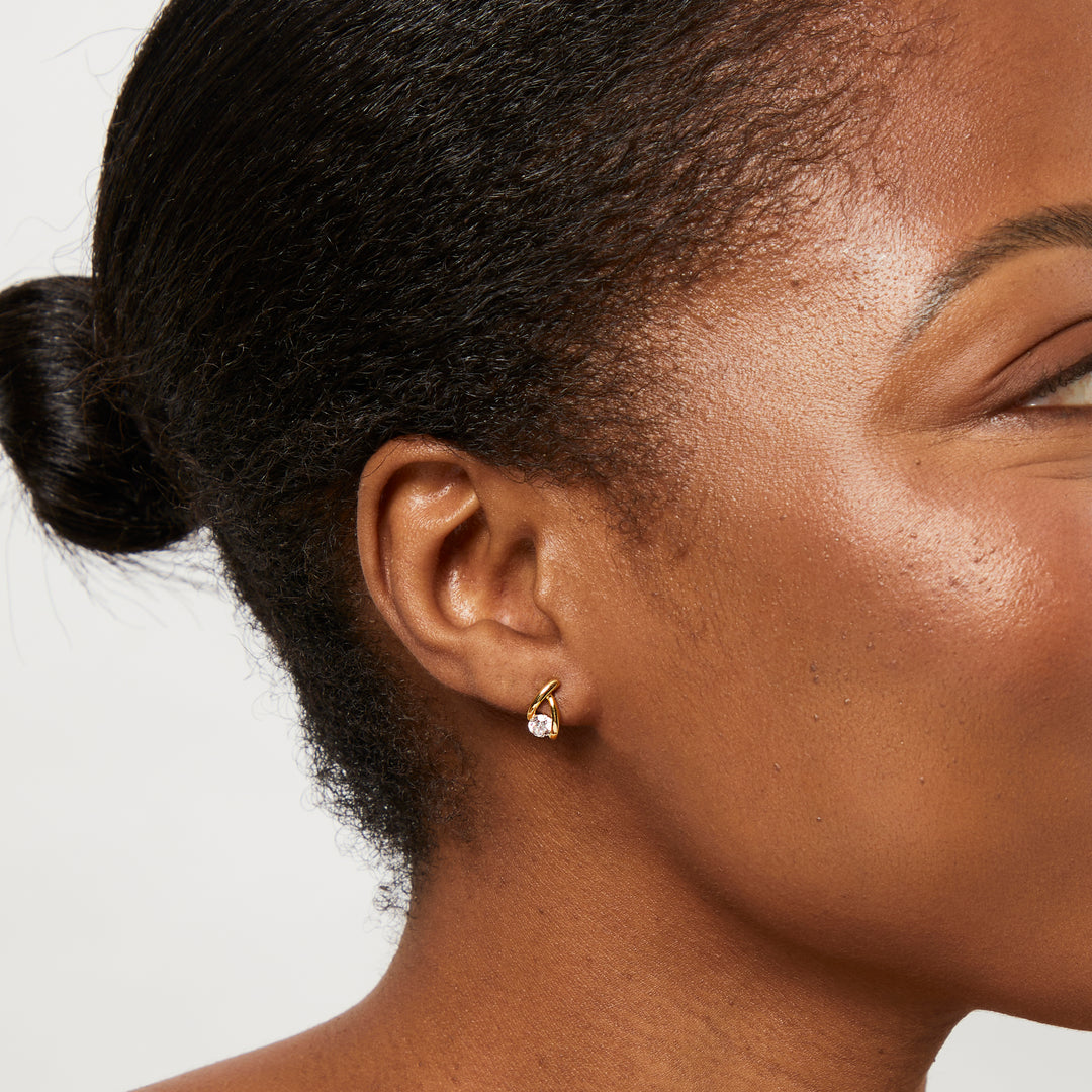 Yellow Gold Wishbone Stud Earrings-JOOLS by Jenny Brownn
