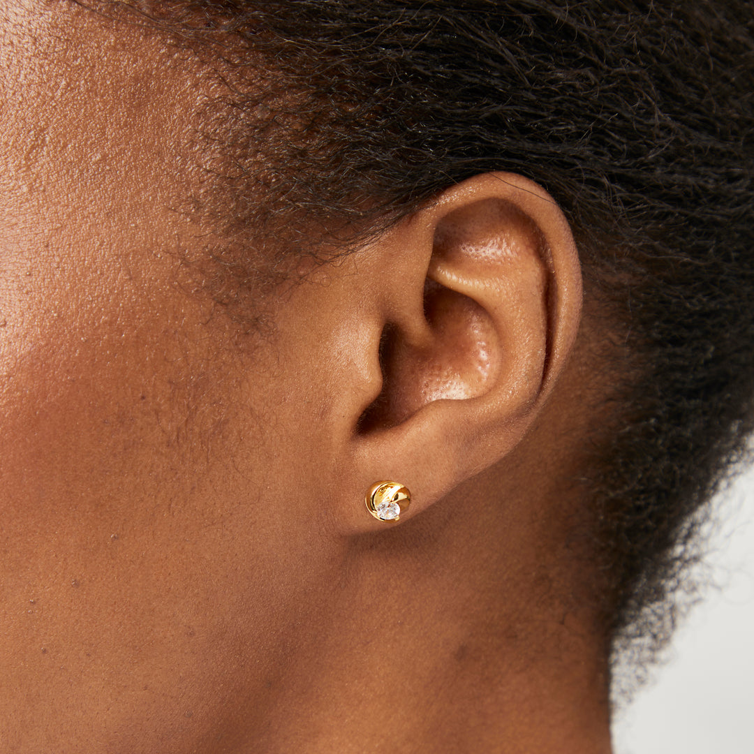 Yellow Gold Swirl Stud Earrings-JOOLS by Jenny Brown