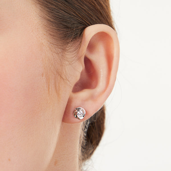 Sterling Silver Swirl Stud Set With Cubic Zirconia JOOLS by Jenny Brown
