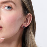 Load image into Gallery viewer, Sterling Silver Studs With A Black Cubic Zirconia Centre Earrings - JOOLS By Jenny Brown
