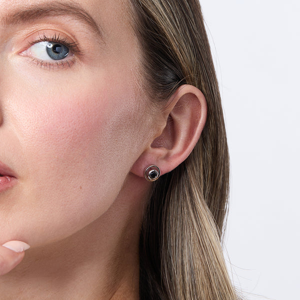 Sterling Silver Studs With A Black Cubic Zirconia Centre Earrings - JOOLS By Jenny Brown