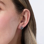 Load image into Gallery viewer, Sterling Silver Studs With A Black Cubic Zirconia Centre Earrings - JOOLS By Jenny Brown
