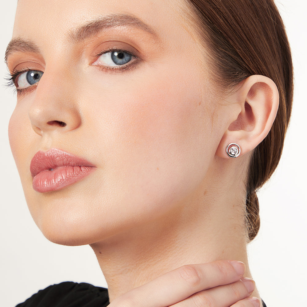 Sterling Silver Concentric Circle  Stud Earring