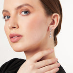 Load image into Gallery viewer, Sterling Silver Drop Earrings - Featuring 3 Graduated Pear and Marquise Shape Cubic Zirconia Stones - JOOLS By Jenny Brown
