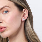 Load image into Gallery viewer, Sterling Silver Stud 3 Petal Earrings Cubic Zirconia Stud Earring -Rub Set - JOOLS By Jenny Brown
