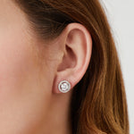 Load image into Gallery viewer, Sterling Silver Halo Cubic Zirconia Stud Earrings - JOOLS By Jenny Brown
