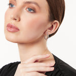 Load image into Gallery viewer, Sterling Silver Wavy Hoop Earring With Pin &amp; Butterfly Clasp And Pave Set Cubic Zirconias JOOLS by Jenny Brown
