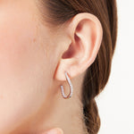 Load image into Gallery viewer, Sterling Silver Wavy Hoop Earring With Pin &amp; Butterfly Clasp And Pave Set Cubic Zirconias JOOLS by Jenny Brown
